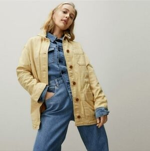 NWT Everlane Jacket Womens S The Cinchable Chore Cotton Pockets yellow button